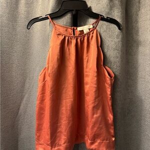Monteau Los Angeles Satin Halter Tank Top Rust Orange Size Small